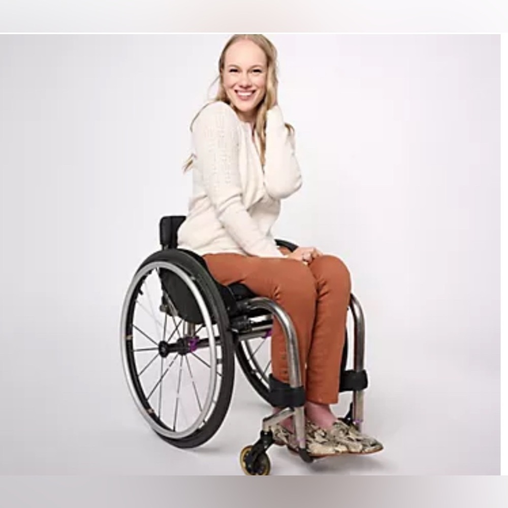 Denim & Co Adaptive Comfy Knit Slim Ankle Wheelchair Pant Size M Rich Rust Color